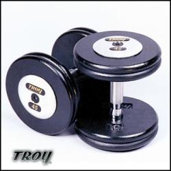 Troy Black Pro Style Dumbbells 105-150 lb Set With Chrome Caps