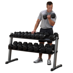Body Solid 5-50lb Rubber Hex Dumbbell Rack Combo