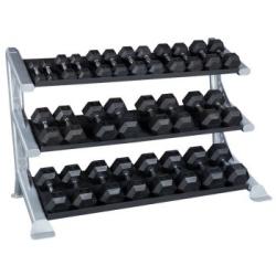 Pro ClubLine 5-70lb Rubber Coated Hex Dumbbell & Rack Combo