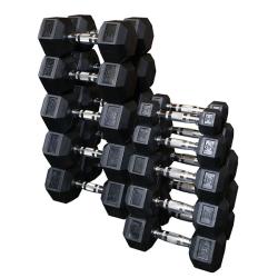 Body Solid 5-70lb Rubber Hex Dumbbell & Rack Combo
